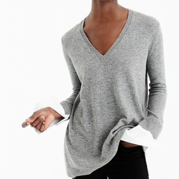 J. Crew Gray V-Neck Women's Sweater - Picture 1 of 6